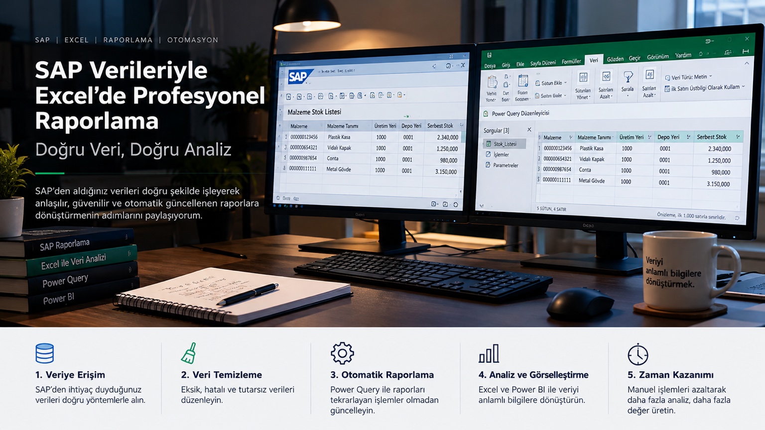 SAP’den Excel ve Power Query raporlamasına uzanan akışın temsili kapak görseli